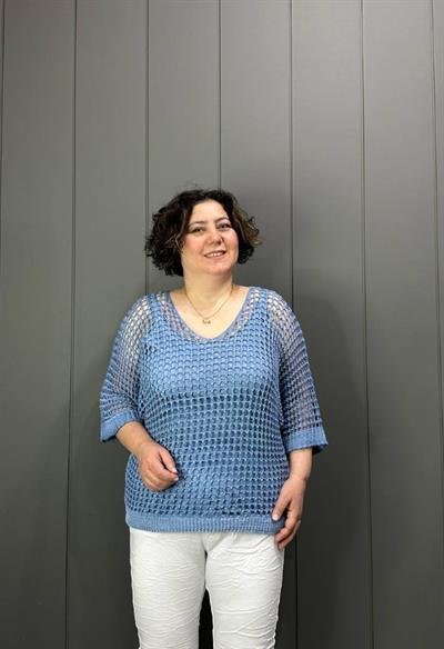 Fileli Atletli İtalyan Bluz Mavi