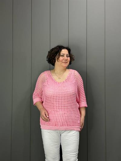 Fileli Atletli İtalyan Bluz Pembe