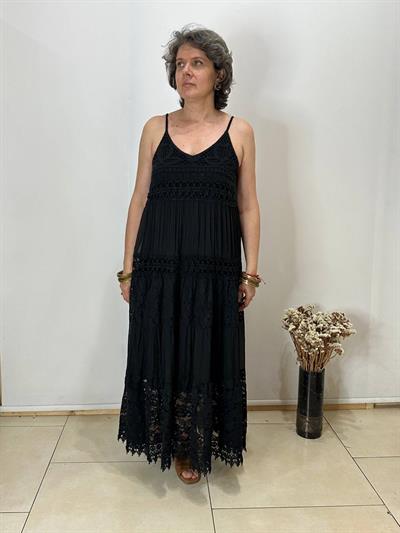 İp Askılı Güpür Detaylı Tasarım Elbise