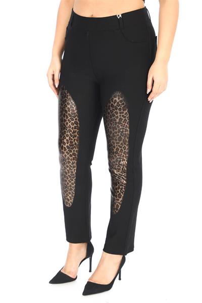 Leopar Baskılı Punto Pantolon Siyah
