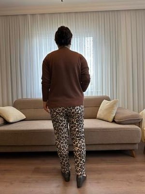 Leopar Desenli İtalyan Saten Pantolon