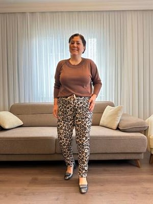 Leopar Desenli İtalyan Saten Pantolon