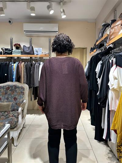 Leopar Desenli Pamuklu Merserize Oversize Bluz