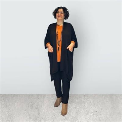 Önü Açık Cepli Yanlar Yırtmaçlı Merserize Hırka