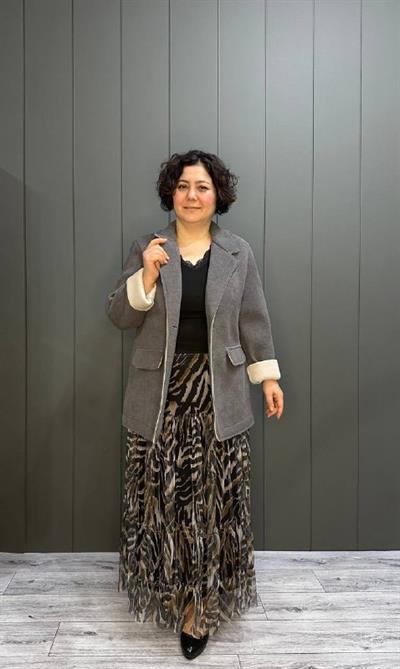Scuba Kumaş Blazer Ceket Gri