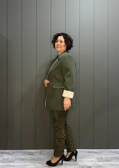 Scuba Kumaş Blazer Ceket Haki Yeşil