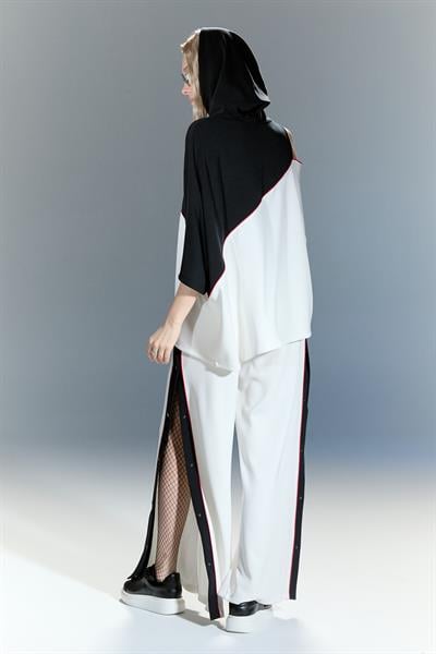 Tek Omzu Açık Kapüşonlu Oversize Bluz
