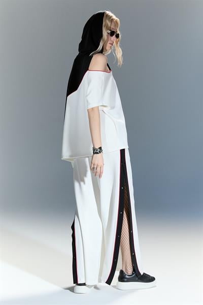Tek Omzu Açık Kapüşonlu Oversize Bluz