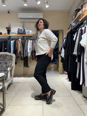 Toparlayıcı Yüksek Bel Kadife Punto Kumaş Pantolon