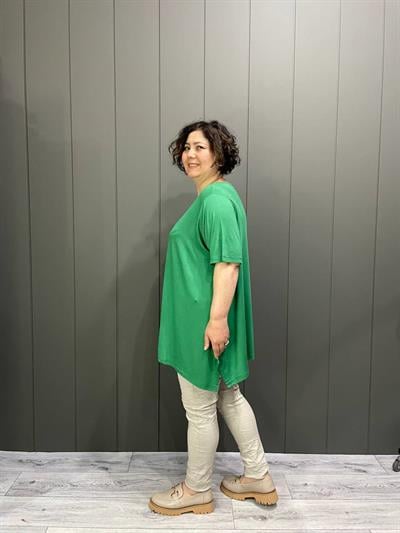 V Yaka Büyük Beden Bluz Benetton Yeşil