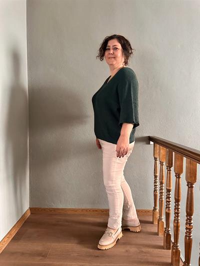V Yaka Petek Örgü Merserize Bluz