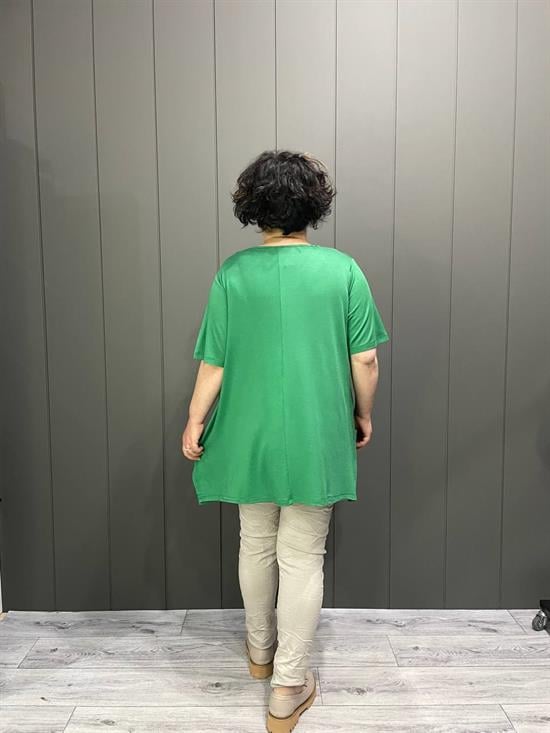 V Yaka Büyük Beden Bluz Benetton Yeşil