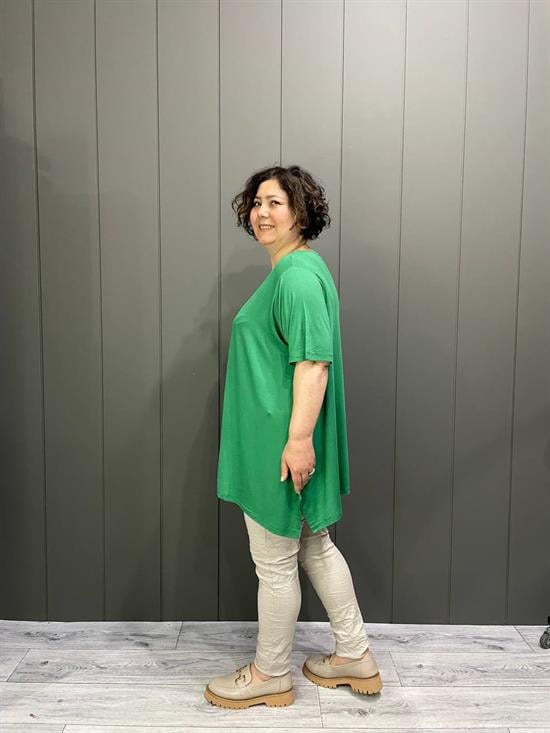 V Yaka Büyük Beden Bluz Benetton Yeşil