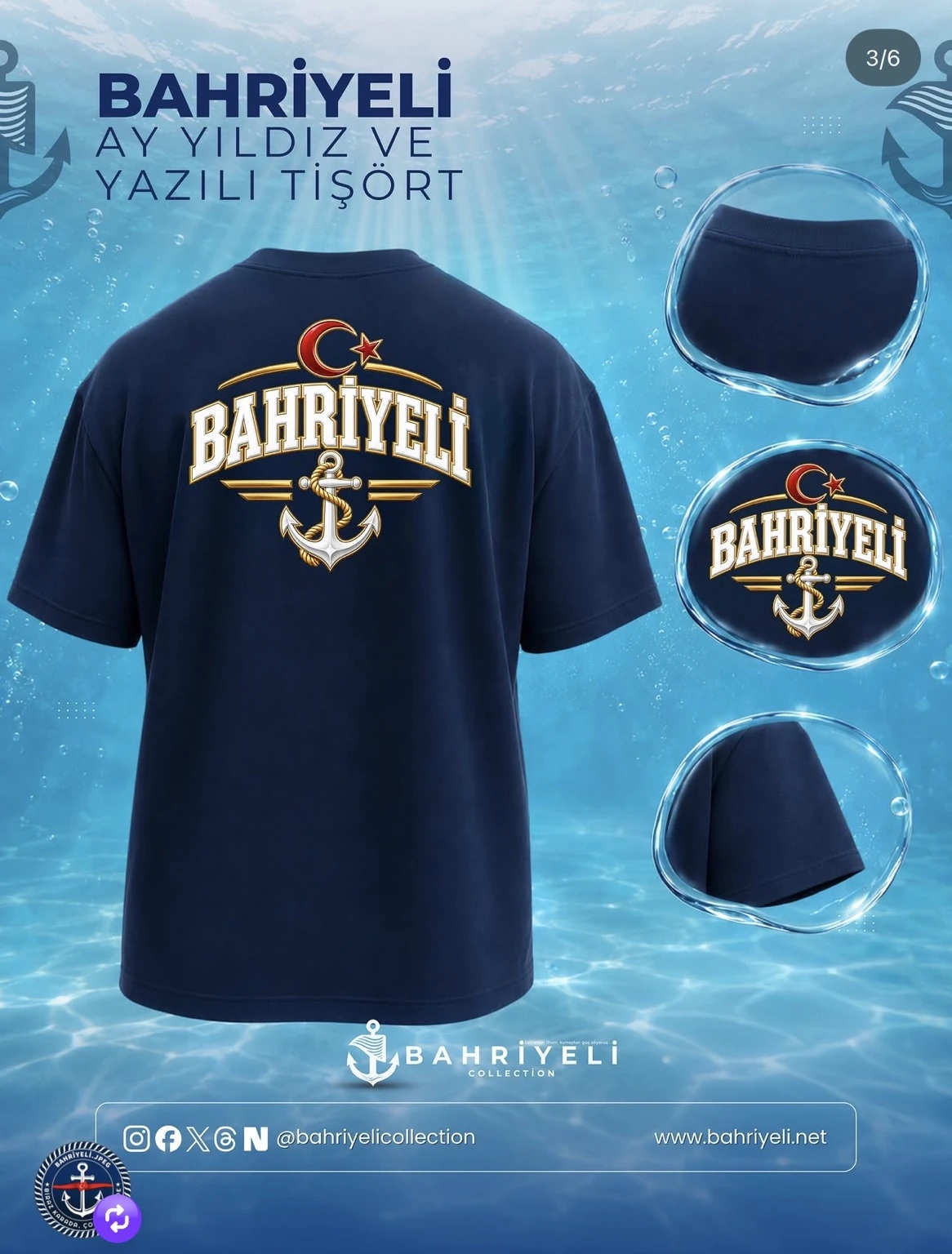 Bahriyeli Ay Yıldız Oversize Tişört