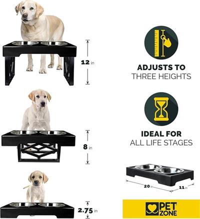 Pet Zone OurPets Barking Bistro Ayarlanabilir Yükseklikli 2 x 1.75 lt Mama ve Su Kabı