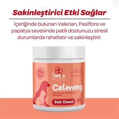 Vet's Plus Calming Kedi ve Köpekler İçin Sakinleştirici Çiğnenebilir Tablet (60'lı)