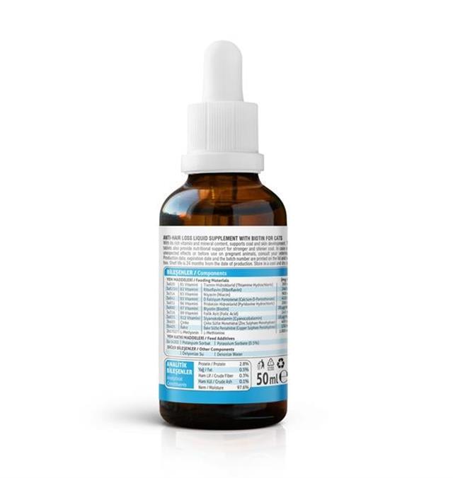 Vet's Plus Anti-Hair Loss Kediler İçin Tüy Dökülmesi Önleyici Plus+B Damla 50ml
