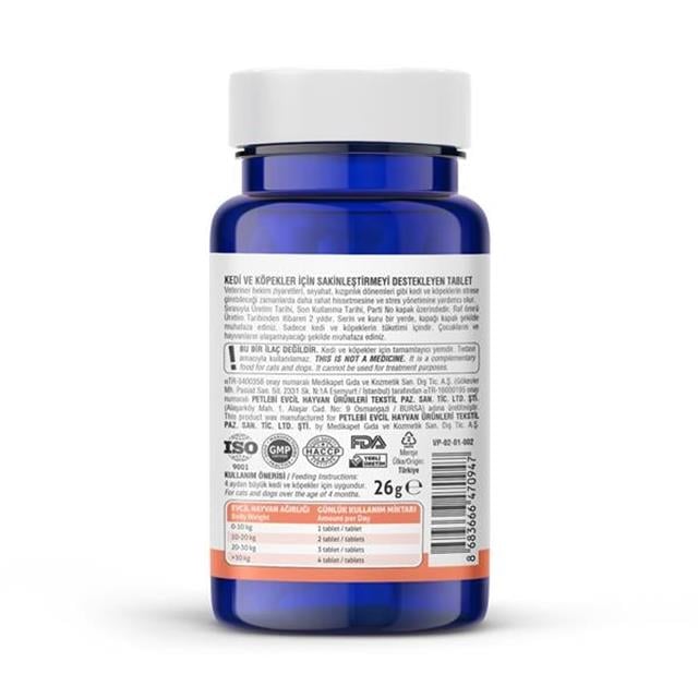 Vet's Plus Calming Kedi ve Köpek İçin Sakinleştirici Tablet (75'li)