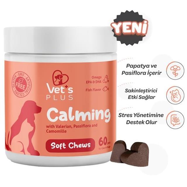Vet's Plus Calming Kedi ve Köpekler İçin Sakinleştirici Çiğnenebilir Tablet (60'lı)