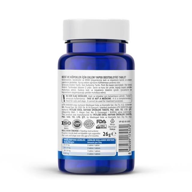 Vet's Plus Glucosamine Kedi ve Köpek İçin Eklem Sağlığı Güçlendirici Tablet (75'li)