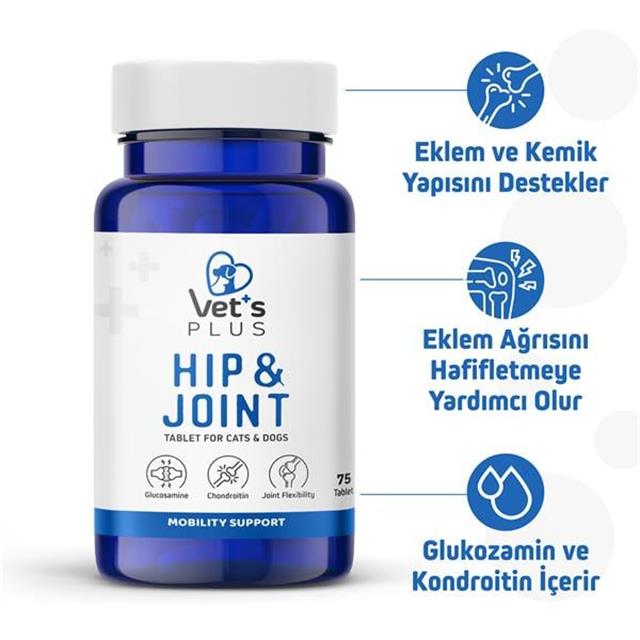 Vet's Plus Glucosamine Kedi ve Köpek İçin Eklem Sağlığı Güçlendirici Tablet (75'li)