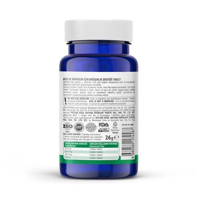 Vet's Plus Immune System Kedi ve Köpek İçin Bağışıklık Sistemi Güçlendirici Tablet (75'li)