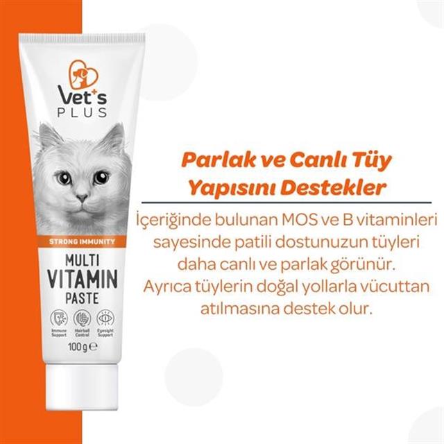 Vet's Plus Multi-Vitamin Taurinli Malt Kedi Macunu 100gr