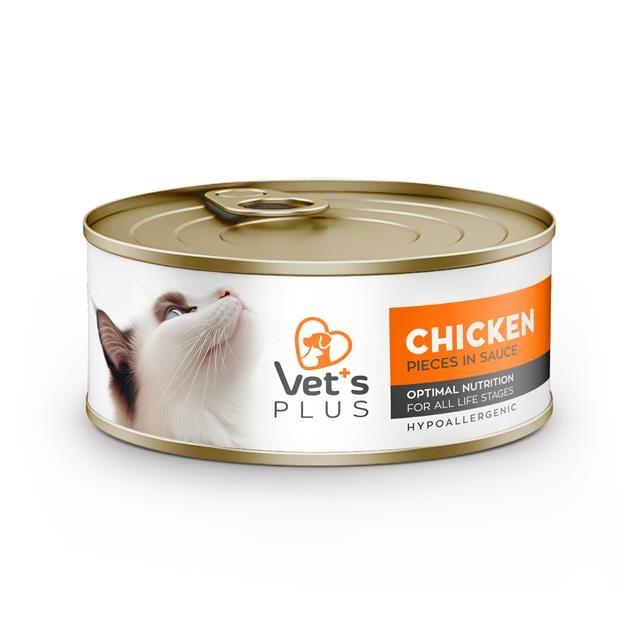 Vet's Plus Optimal Nutrition Tavuk Etli Tahılsız Kedi Konservesi 85gr