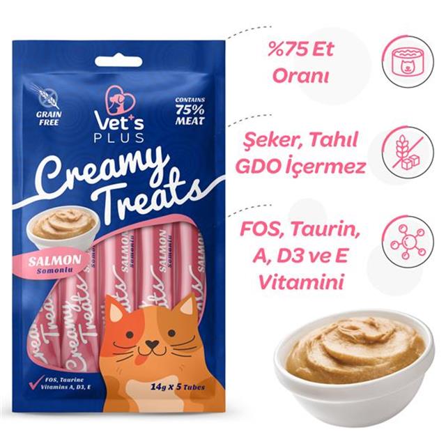 Vet's Plus Somonlu Krema Kedi Ödül Maması 14gr (5'li)