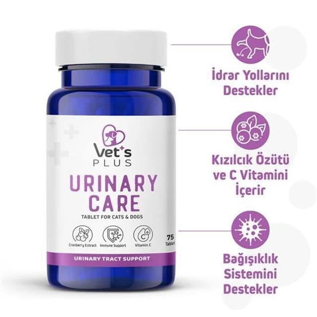 Vet's Plus Urinary Care Kedi ve Köpek İçin İdrar Sağlığı Sistem Destekleyici Tablet (75'li)