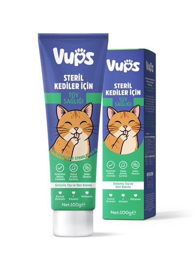 VUPS Tüy Dökülmesini Azaltmaya Yardımcı, Tüy Yumağı ve Kusma Karşıtı Kedi Malt Macunu 100 g
