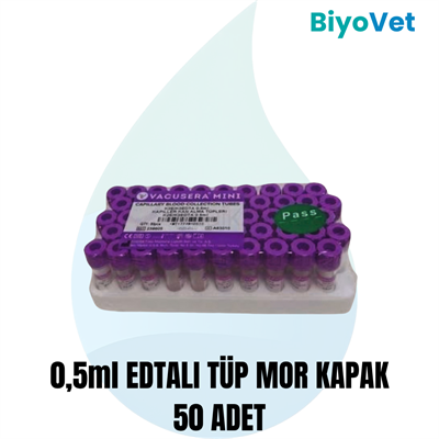 VACUSERA EDTALI 0,5ml TÜP 50 ADET MOR KAPAK