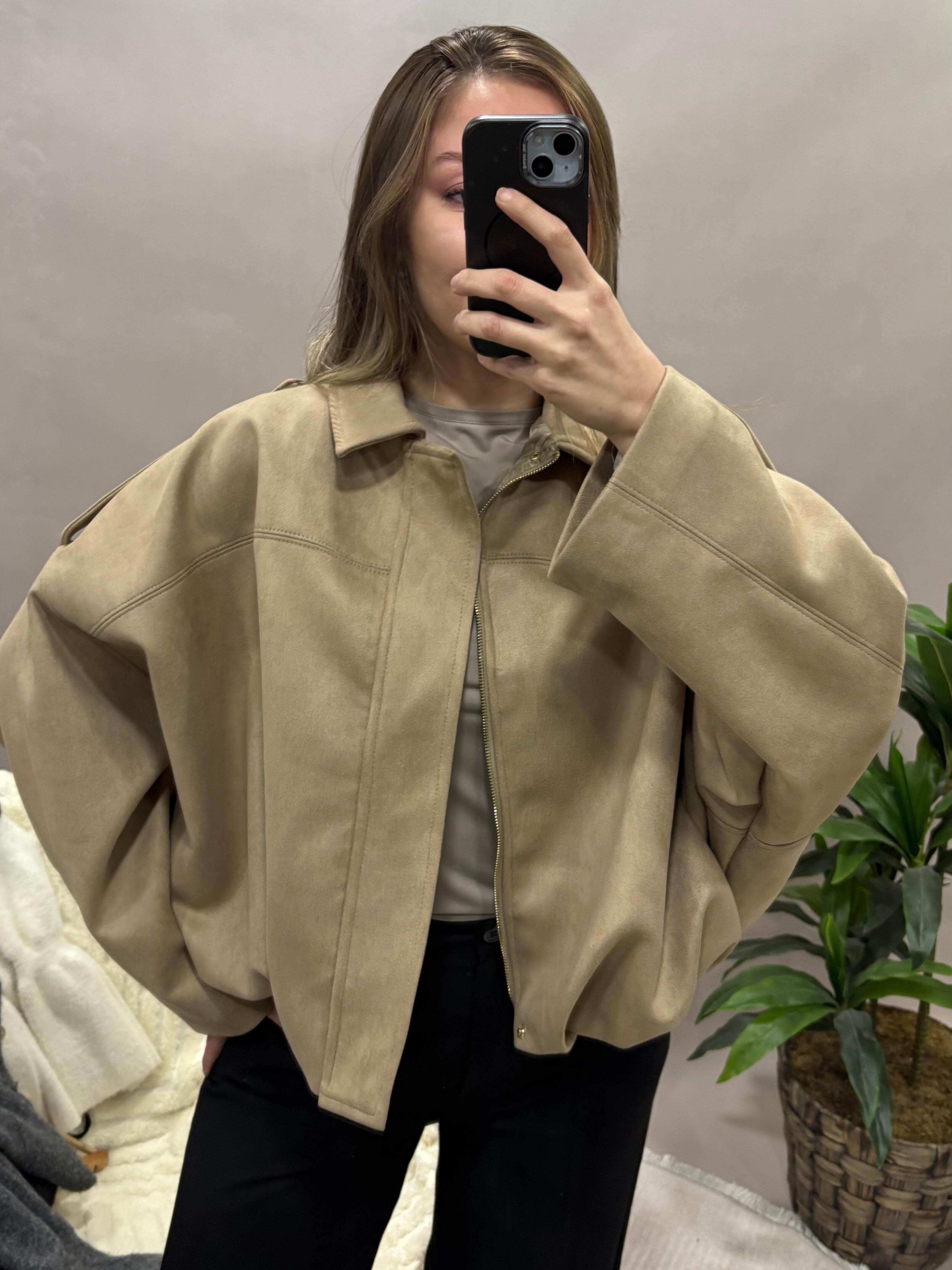 Bomber Ceket Oversize Ekru