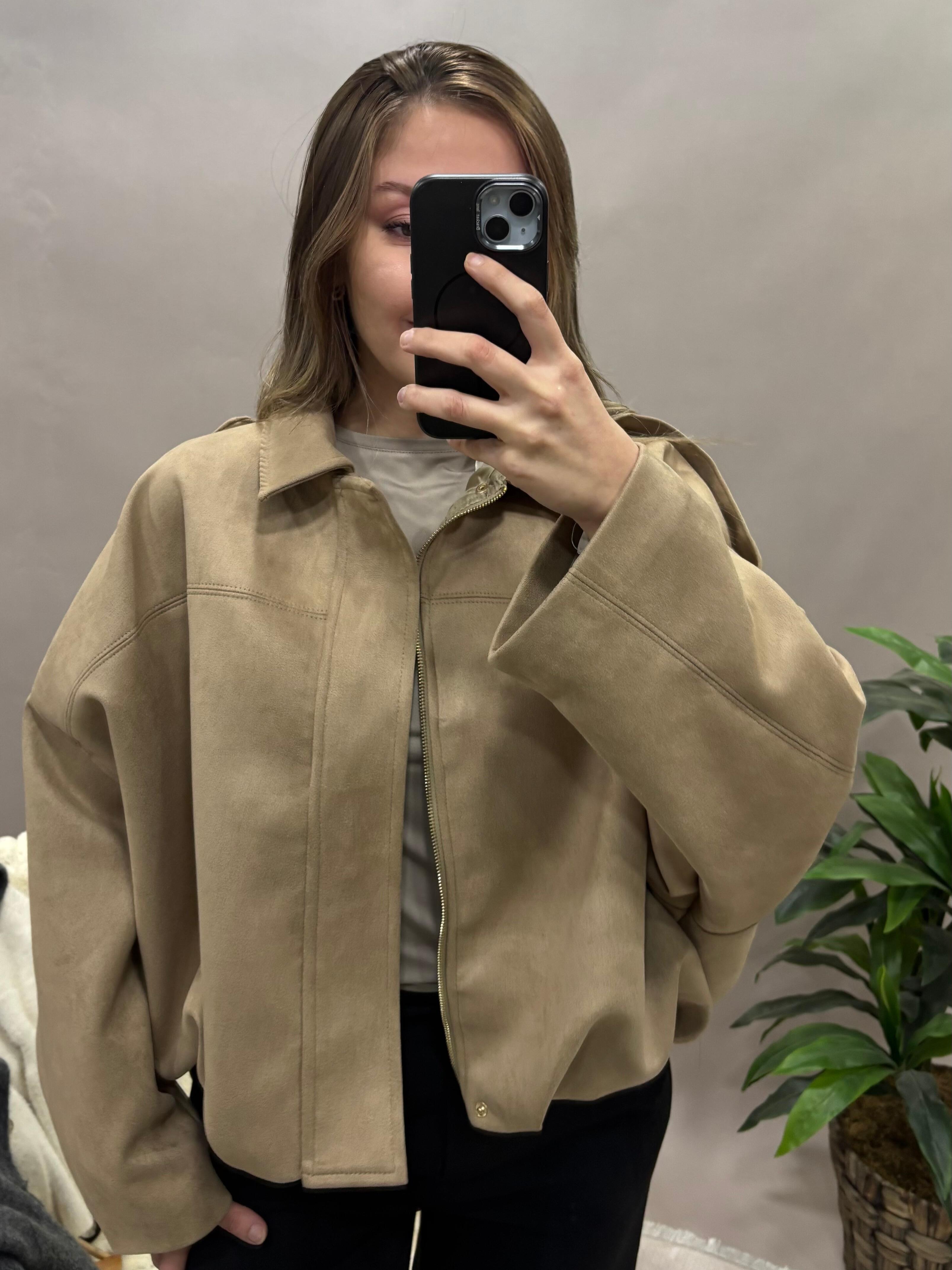 Bomber Ceket Oversize Ekru