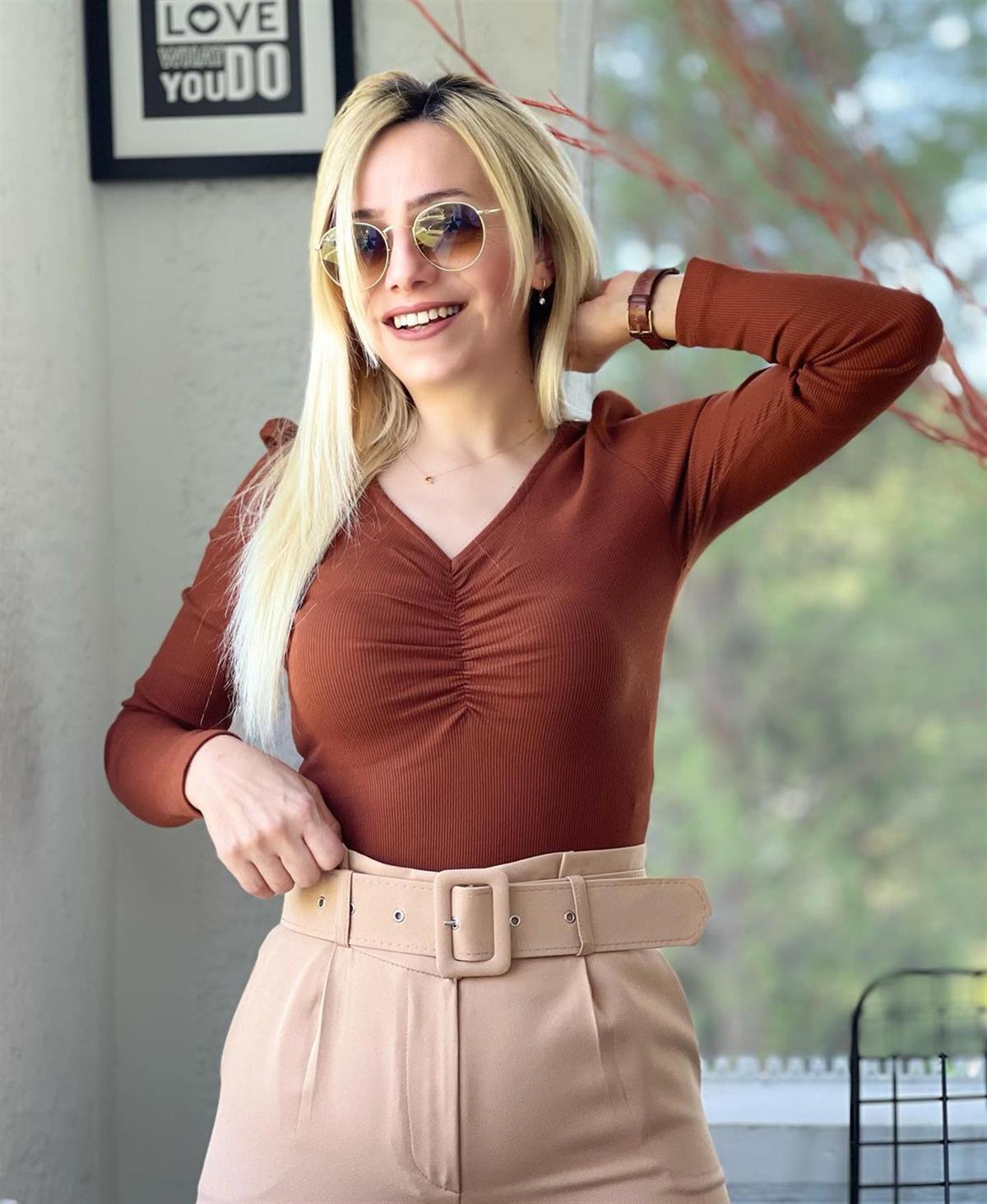 Büzgü Detaylı Kaşkorse Badi (Acı Kahverengi)
