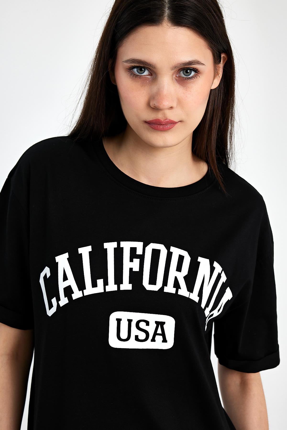 California Baskılı Siyah Eşofman Takımı