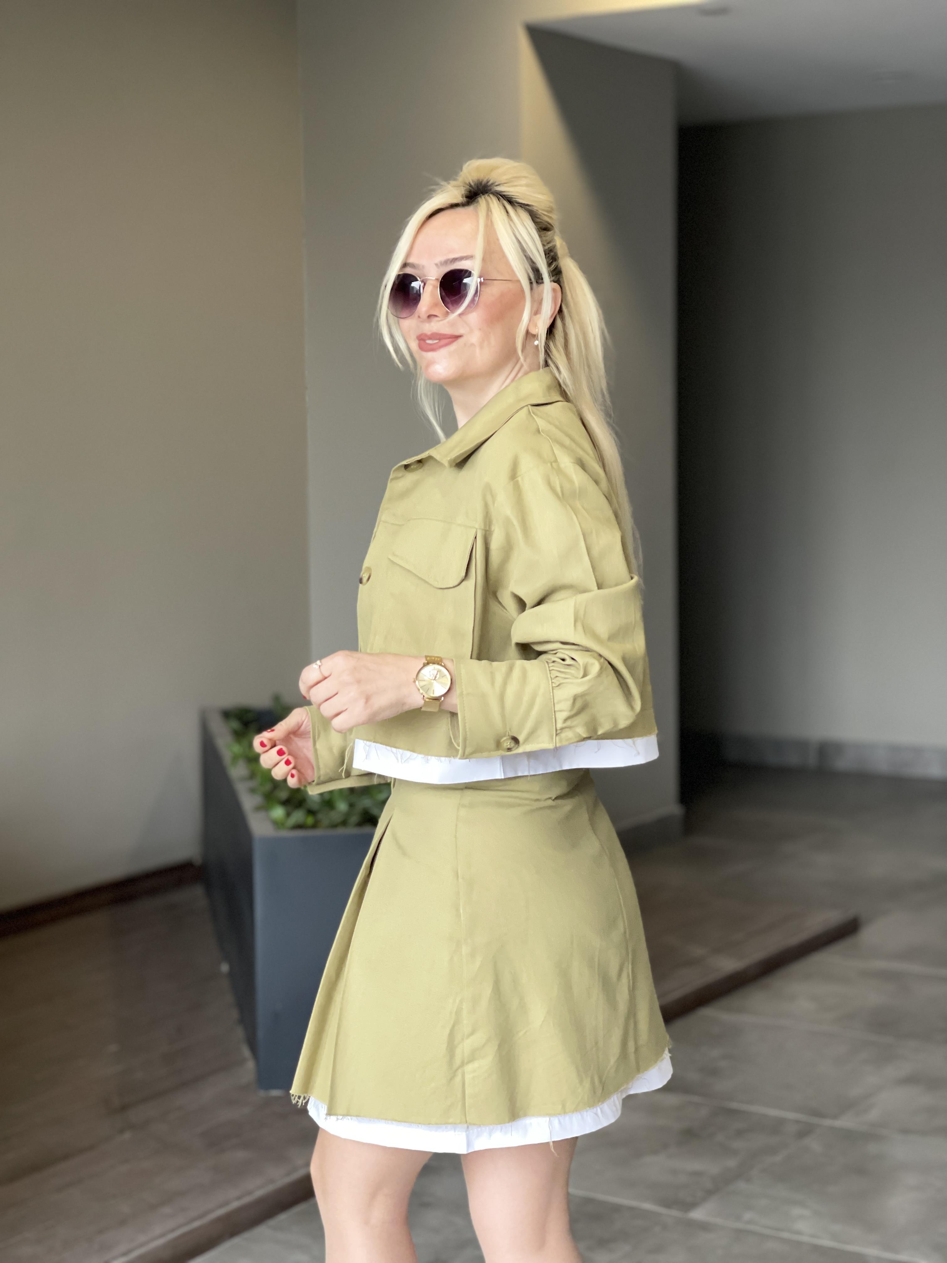 Gabardin Ceketli Takım Yeşil