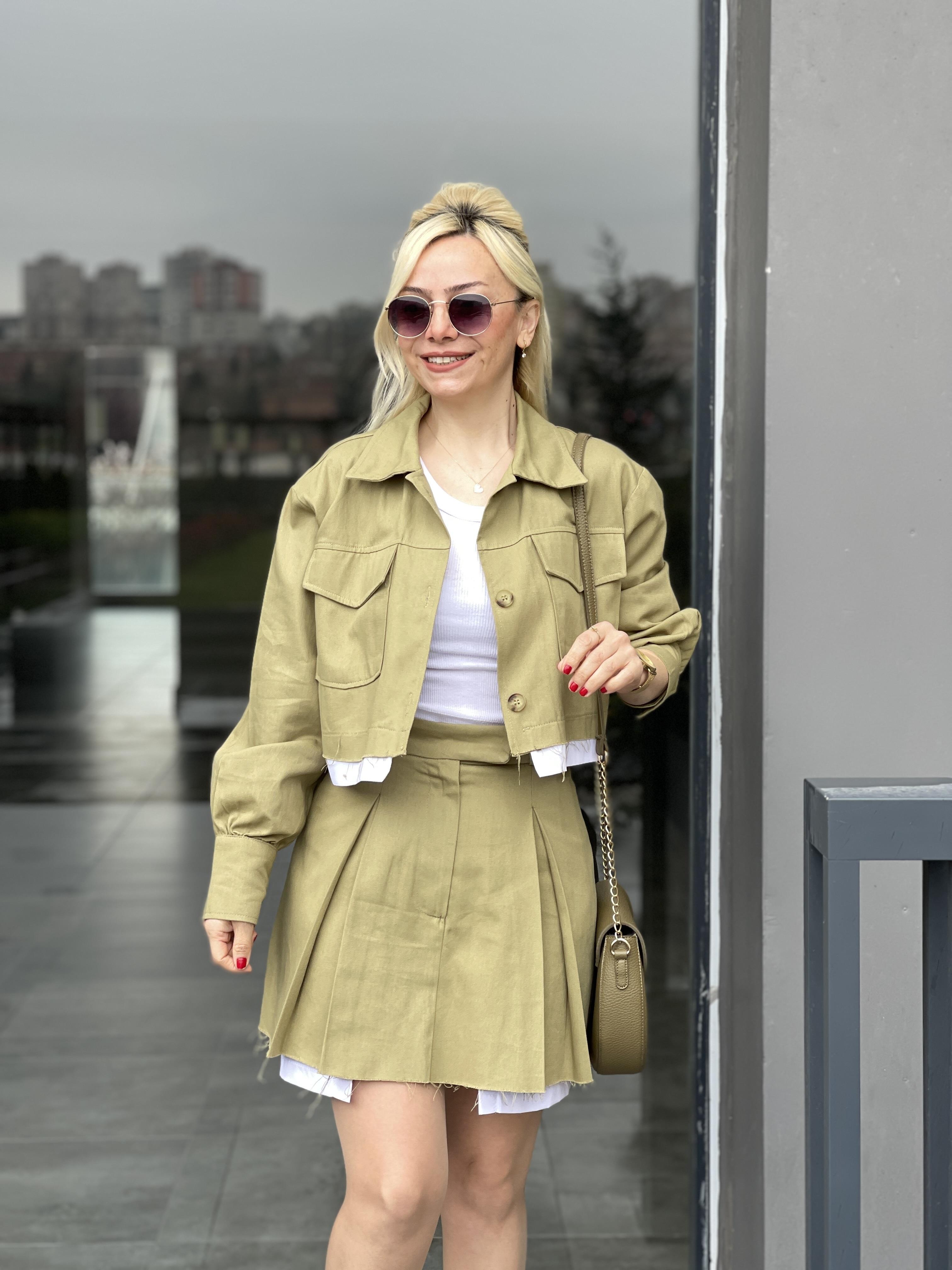 Gabardin Ceketli Takım Yeşil