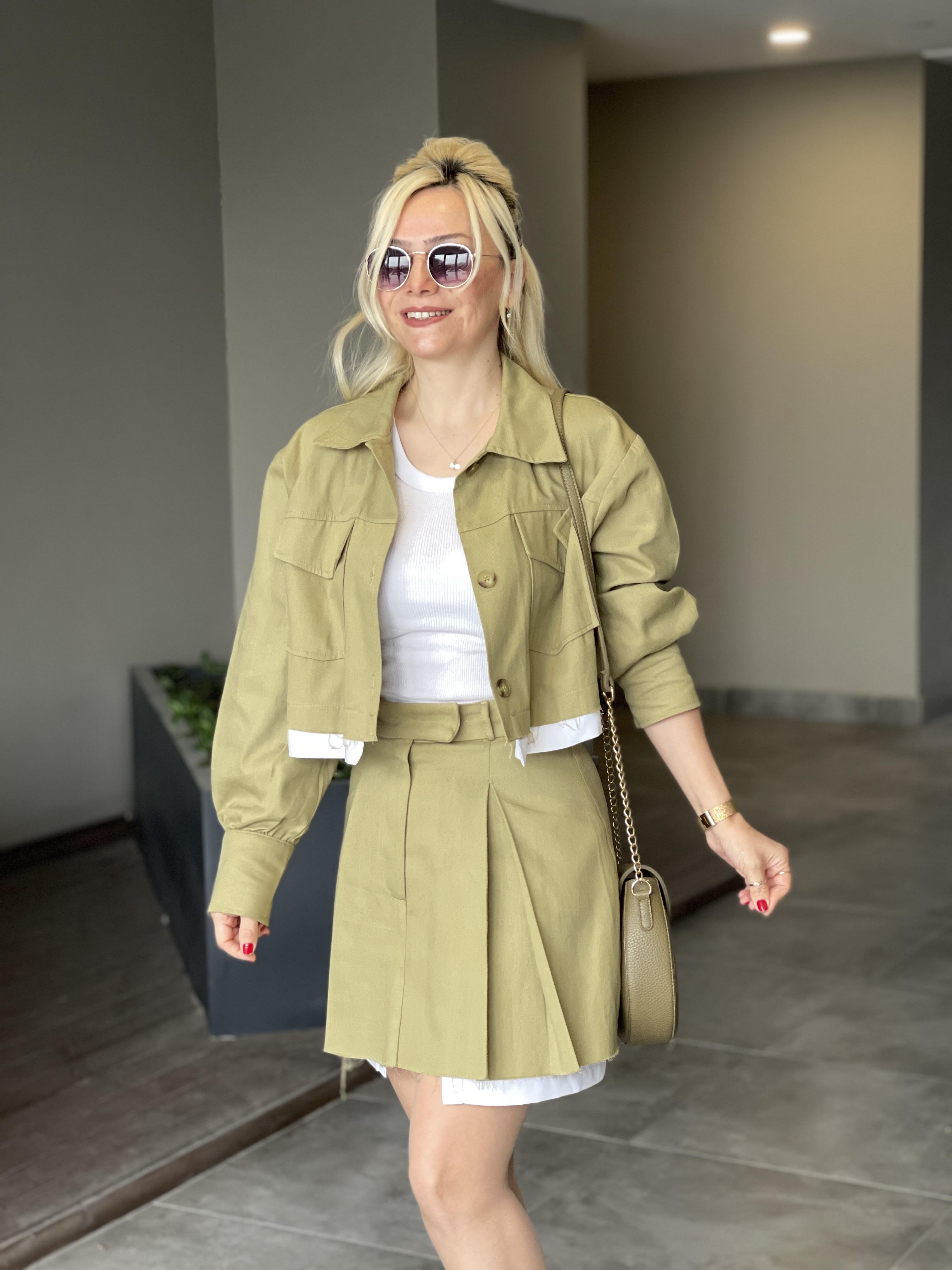 Gabardin Ceketli Takım Yeşil
