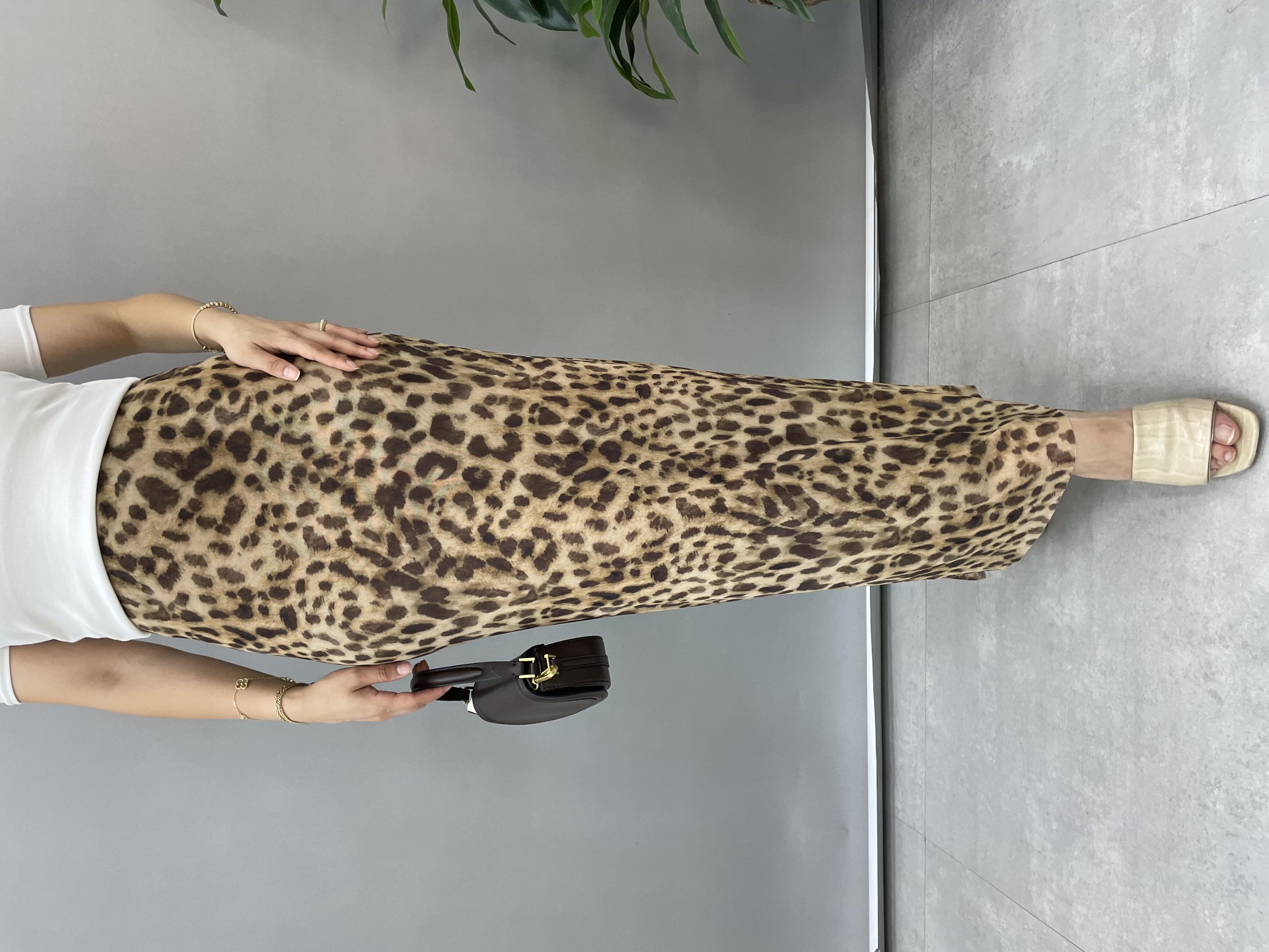 Leopar Desenli Astarlı Etek