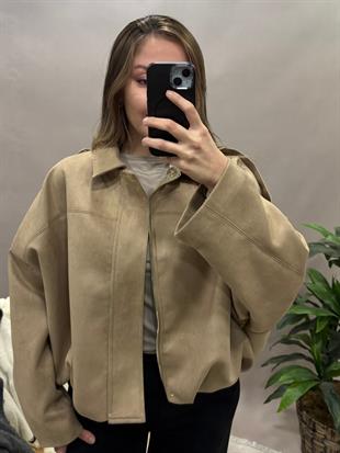 Bomber Ceket Oversize Ekru