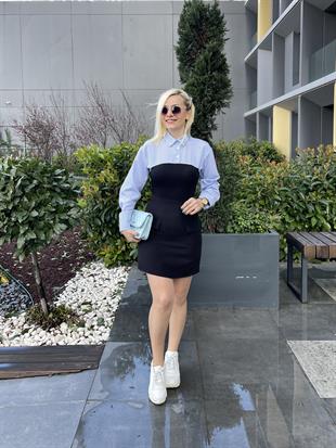 Çizgili Volanlı Elbise
