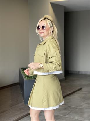 Gabardin Ceketli Takım Yeşil