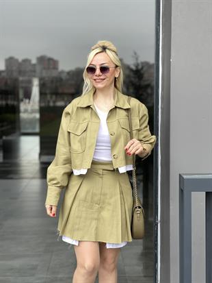 Gabardin Ceketli Takım Yeşil