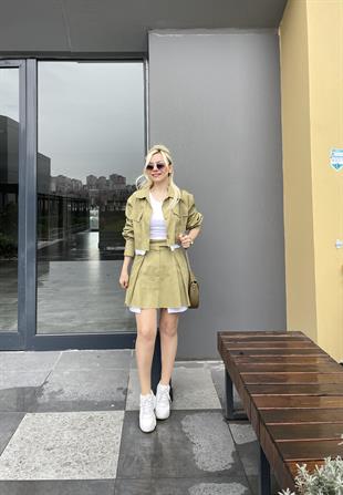 Gabardin Ceketli Takım Yeşil