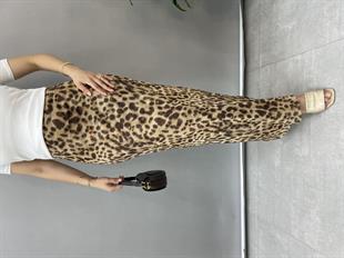 Leopar Desenli Astarlı Etek