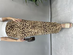 Leopar Desenli Astarlı Etek