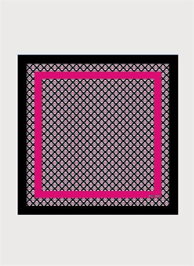 DENGE KOLEKSİYONU OSMANLI GEOMETRİK DESENLİ FUŞYA SİYAH EŞARP
