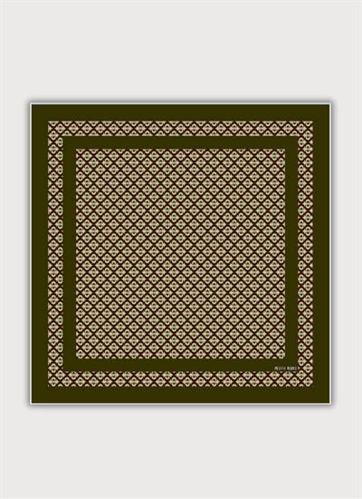 DENGE KOLEKSİYONU OSMANLI GEOMETRİK DESENLİ HAKİ TWİLL SATEN FULAR