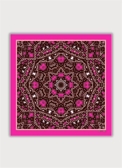 GEOMETRİK DESENLİ PEMBE KAHVERENGİ PAMUK EŞARP
